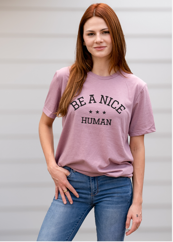 BE A NICE HUMAN - UNISEX CREWNECK (COLOR: ORCHID)