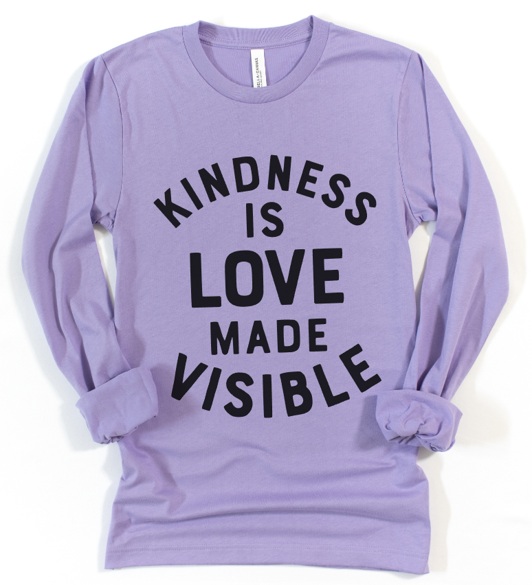 UNISEX LONG SLEEVE TEE - DARK LAVENDAR - KINDNESS