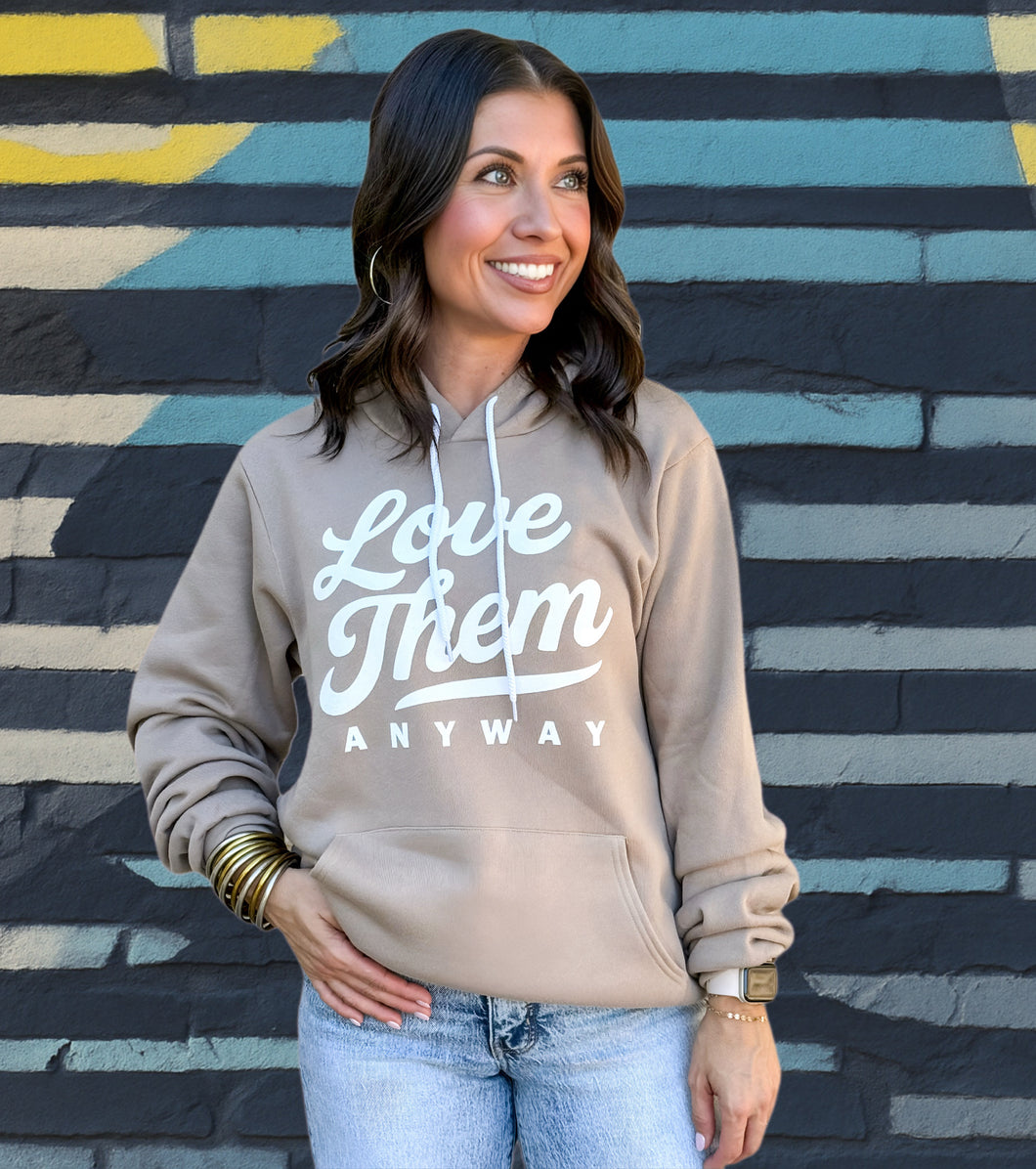 LOVE THEM ANYWAY - UNISEX HOODIE - TAN