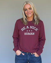 BE A NICE HUMAN - UNISEX LONG SLEEVE TEE - CARDINAL