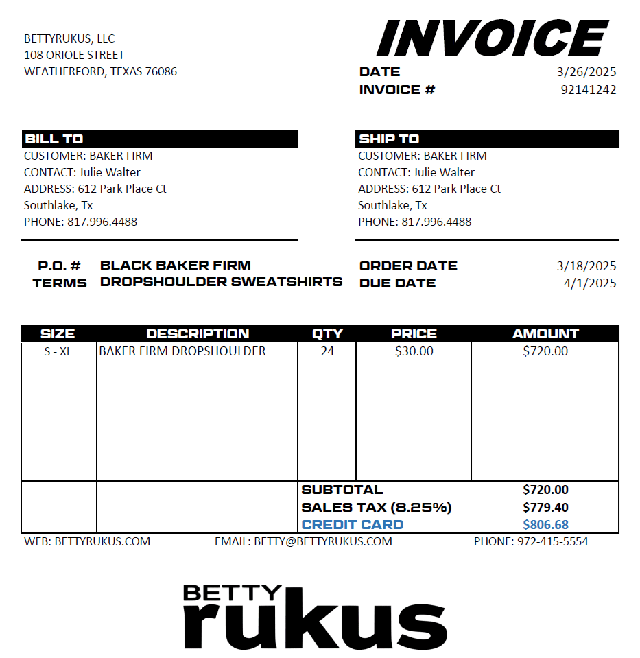 BAKER FIRM INVOICE _ JULIE WALTER