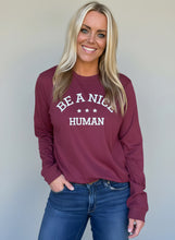 BE A NICE HUMAN - UNISEX LONG SLEEVE TEE - CARDINAL
