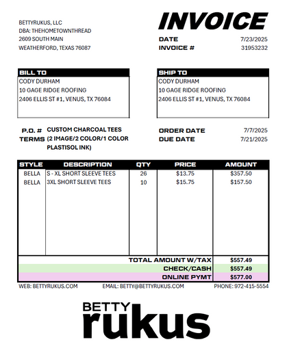 10GAGE INVOICE`