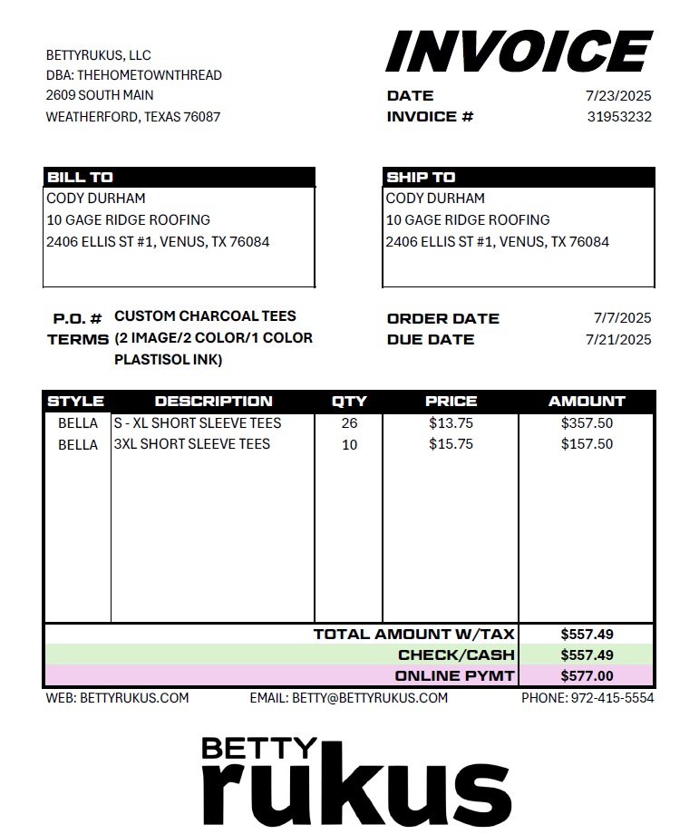 10GAGE INVOICE`