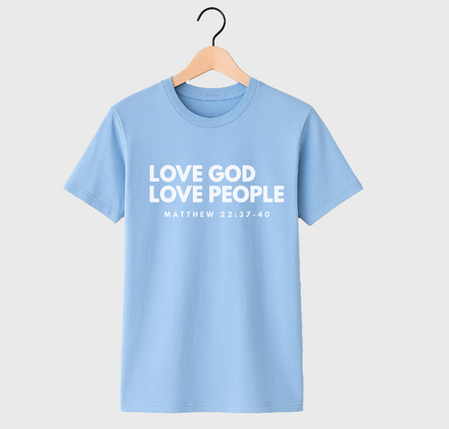 LOVE GOD LOVE PEOPLE - UNISEX TEE (CAROLINA BLUE)