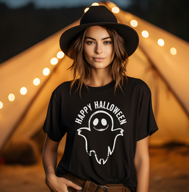 HAPPY GHOST - BLACK SHORT SLEEVE TEE