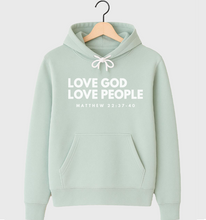 LOVE GOD LOVE PEOPLE - UNISEX HOODIE (DUSTY BLUE)