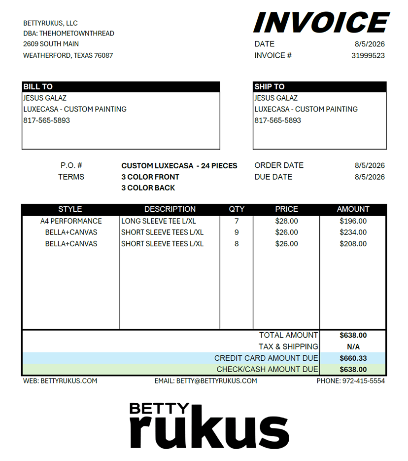 LUXECASA INVOICE 080526