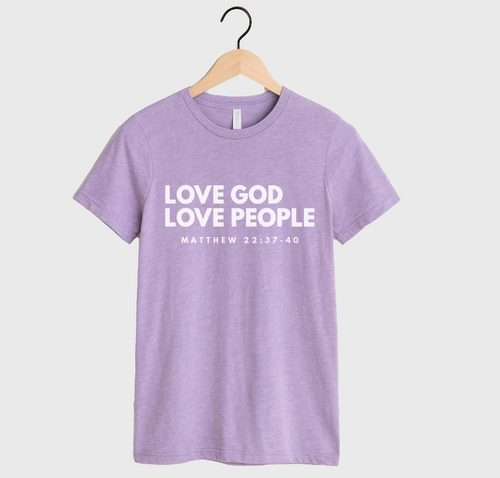 LOVE GOD LOVE PEOPLE - UNISEX TEE (LAVENDAR)