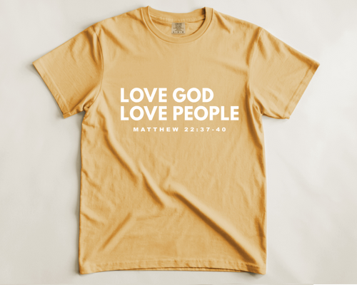 LOVE GOD LOVE PEOPLE - COMFORT COLORS - MUSTARD
