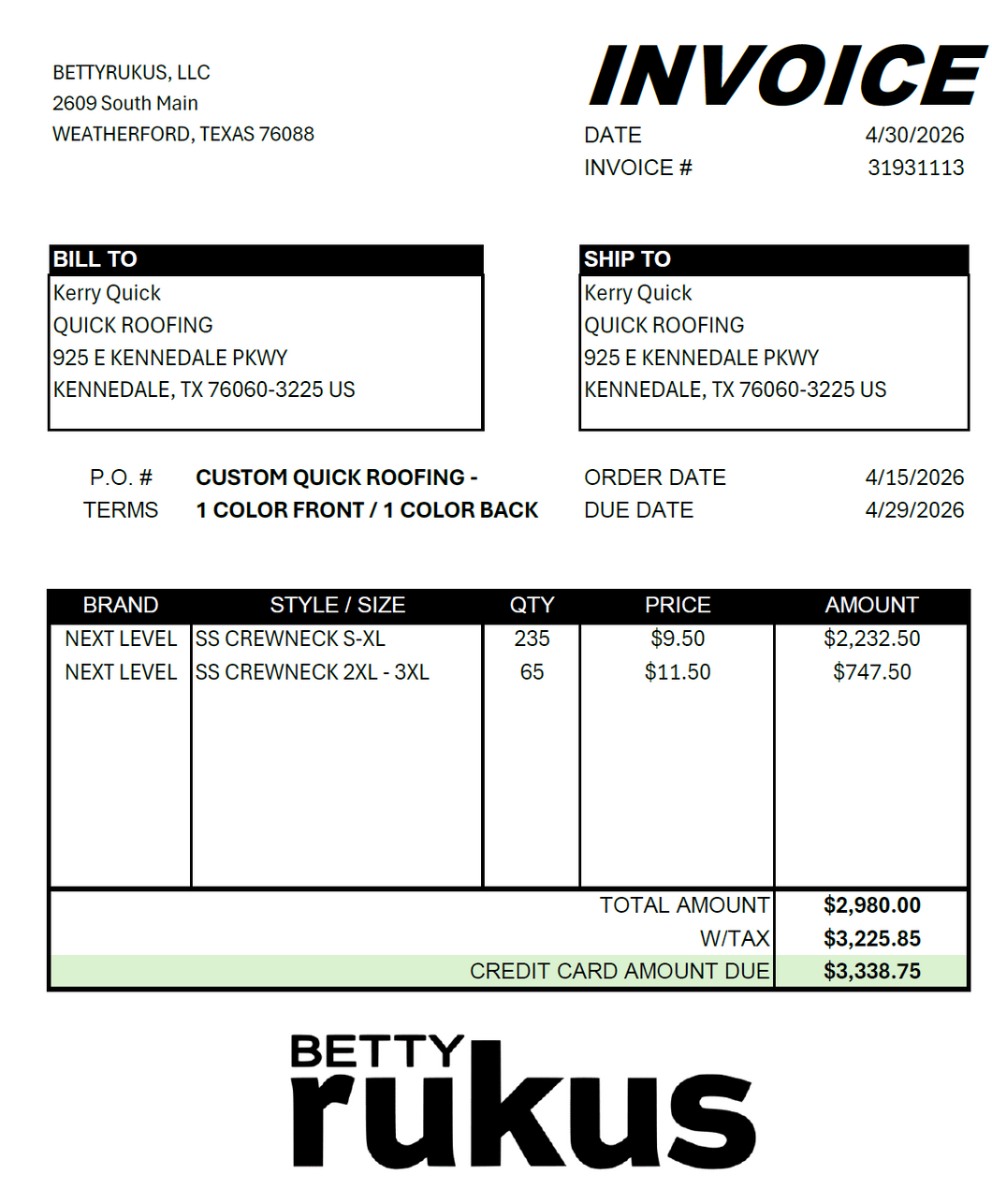 QUICK - INVOICE 043026