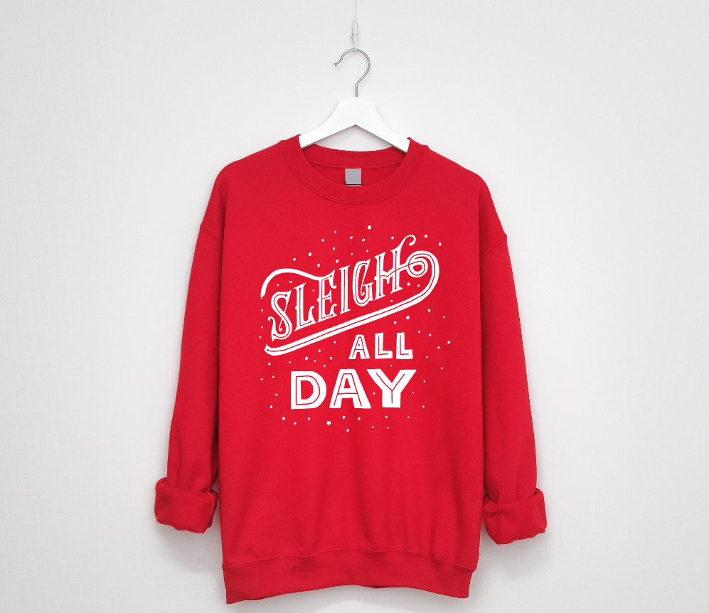 SLEIGH - UNISEX DROP SHOULDER SWEATER (COLOR: RED)