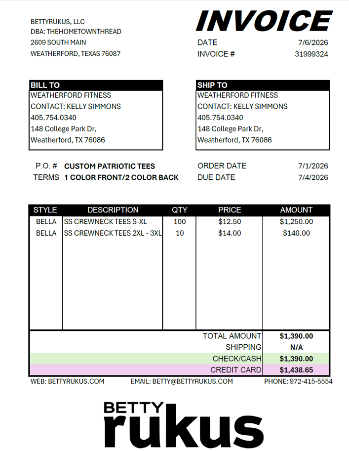WFIT INVOICE 070626