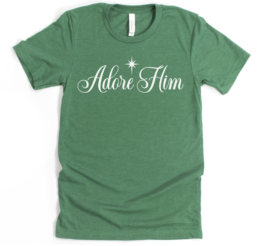 ADORE HIM  - UNISEX TEE - VINTAGE GREEN