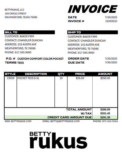 BAKER FIRM INVOICE