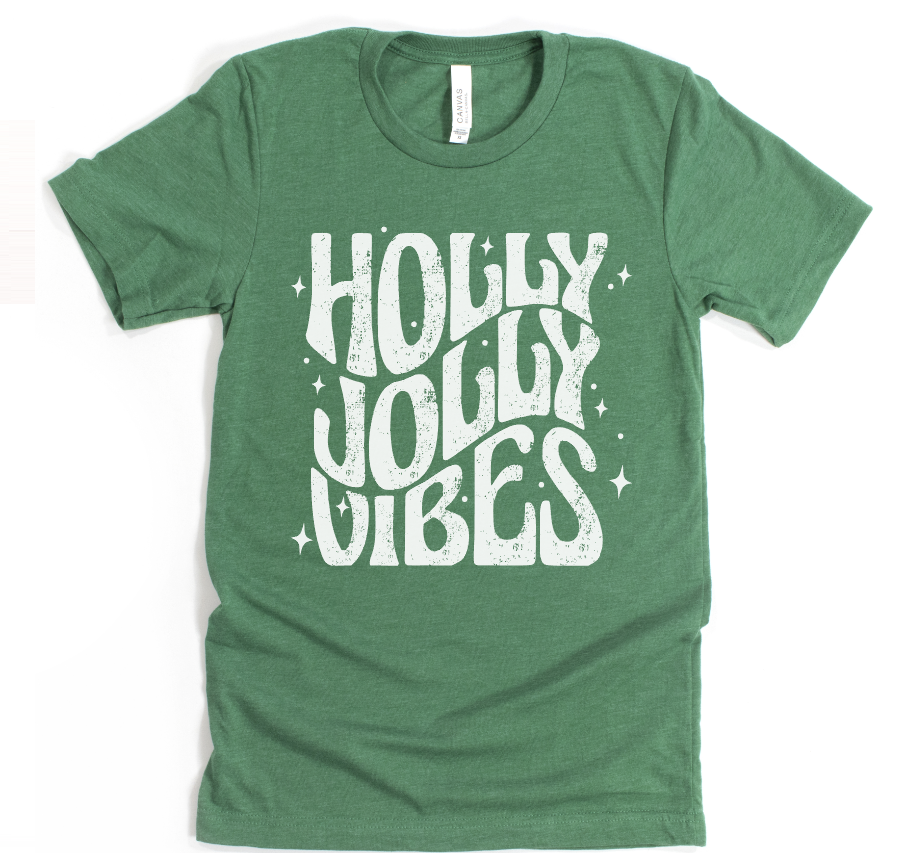 HOLLY JOLLY - UNISEX TEE - VINTAGE GREEN