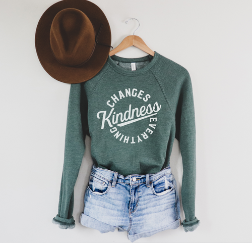 KINDNESS - UNISEX RAGLAN SWEATER (COLOR: FOREST)