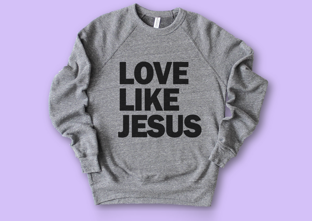 LOVE LIKE JESUS - UNISEX RAGLAN SWEATER (COLOR: DEEP HEATHER)