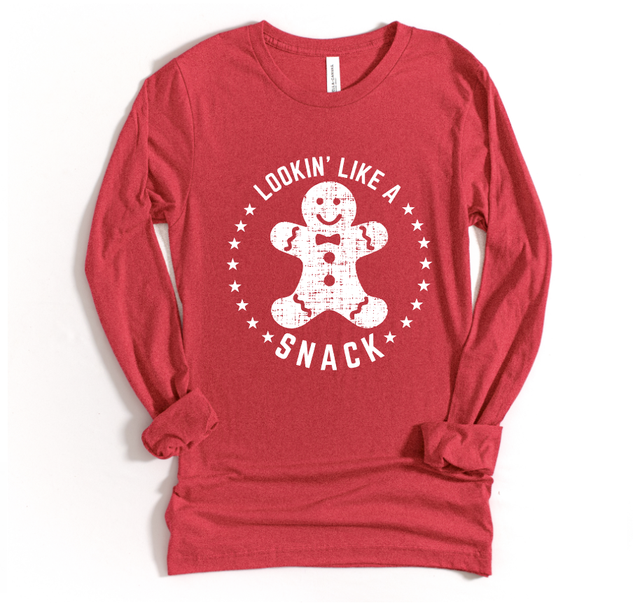 SNACK - UNISEX LONG SLEEVE CREW (COLOR: VINTAGE RED)