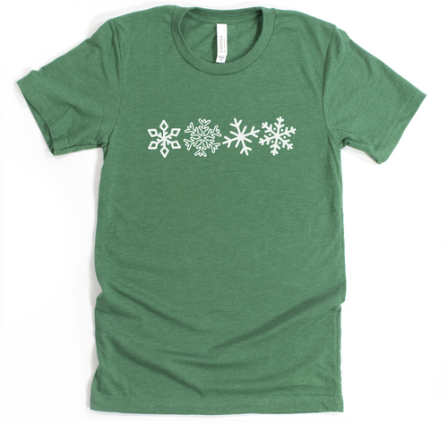 SNOWFLAKES - UNISEX TEE - VINTAGE GREEN