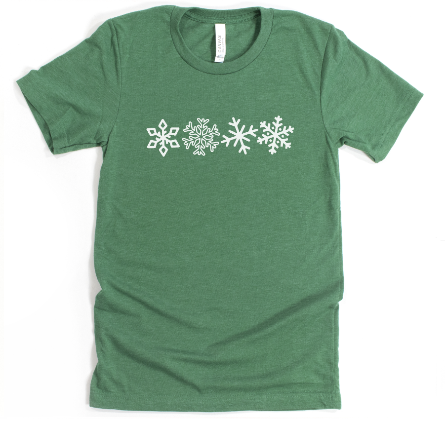 SNOWFLAKES - UNISEX TEE - VINTAGE GREEN