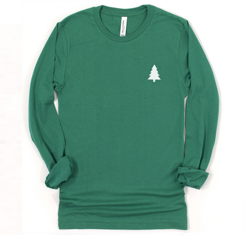 TREE - UNISEX LONG SLEEVE TEE - SOLID GREEN