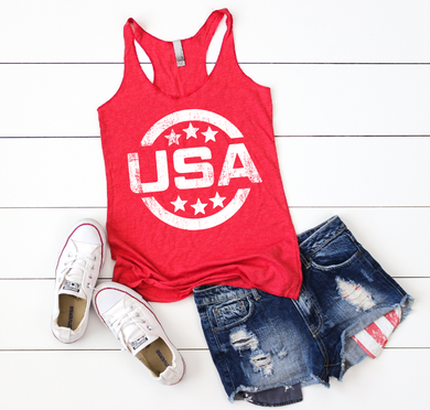 USA- RED RACERBACK TANK