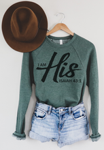 I AM HIS - UNISEX RAGLAN FLEECE SWEATSHIRT - FOREST
