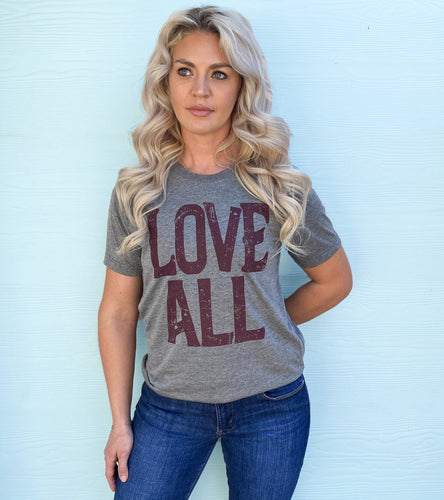 LOVE ALL UNISEX TEE - GREY TRIBLEND
