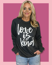 LOVE IS KIND - UNISEX RAGLAN SWEATSHIRT - DARKEST GREY